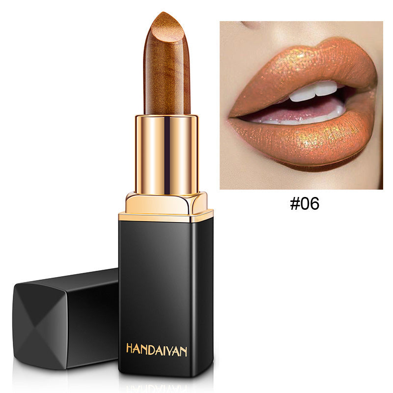 Shiny Metallic Lipstick Pearlescent Color Temperature Change Lipstick Gilt Lipstick 6 style