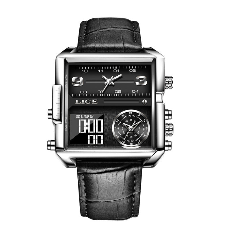 Waterproof Watch Multi-Function Watch Quartz Watch Silver black