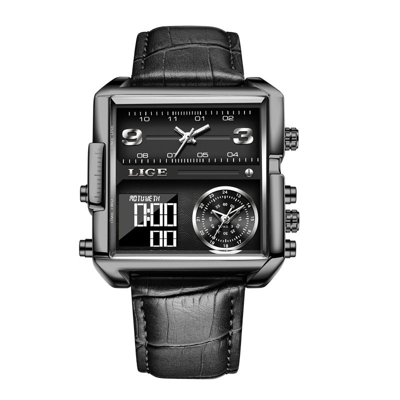 Waterproof Watch Multi-Function Watch Quartz Watch Black