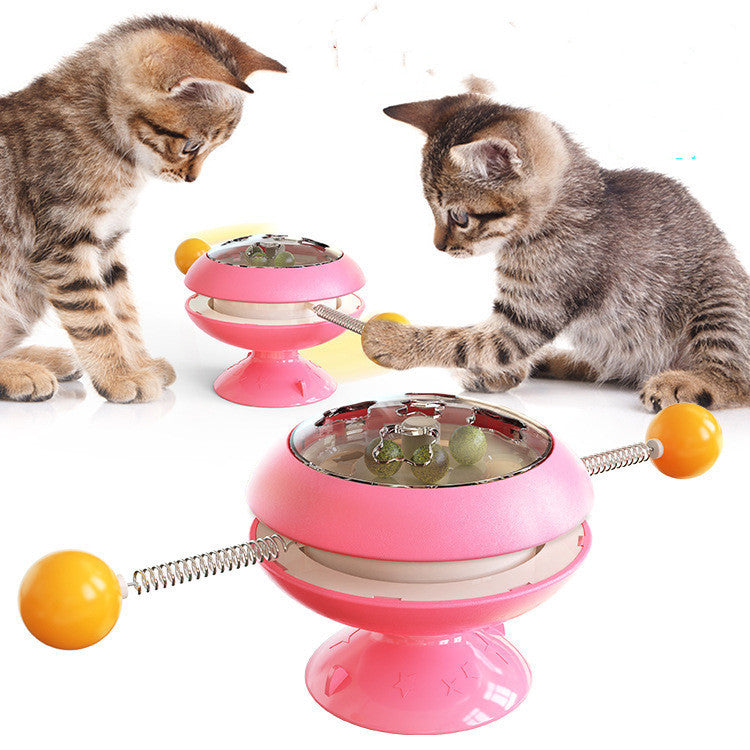 Rotatable Cat Toys Supplies With Catnip Interactive Training Toys For Cats Kitten Cat Accessories Pet Products Pink