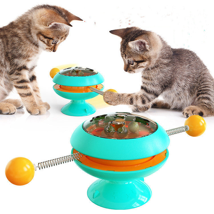 Rotatable Cat Toys Supplies With Catnip Interactive Training Toys For Cats Kitten Cat Accessories Pet Products Lake Blue