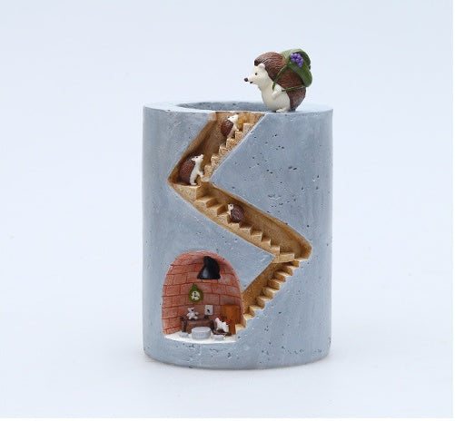 Hedgehog House Resin Succulent Flower Pot Creative Micro Landscape Pot A