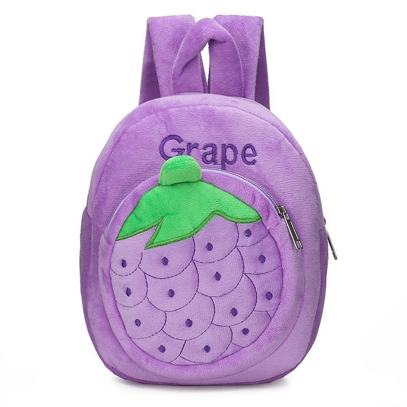 Plush Leisure Double Shoulder Kindergarten School Bag Grape