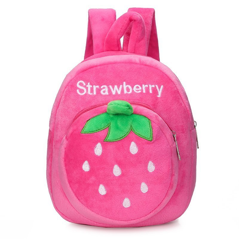 Plush Leisure Double Shoulder Kindergarten School Bag Strawberry