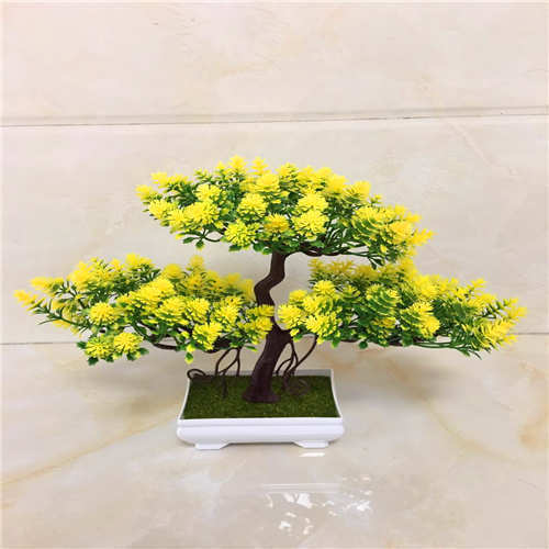 Podium Plastic Decorative Flowers Yellow