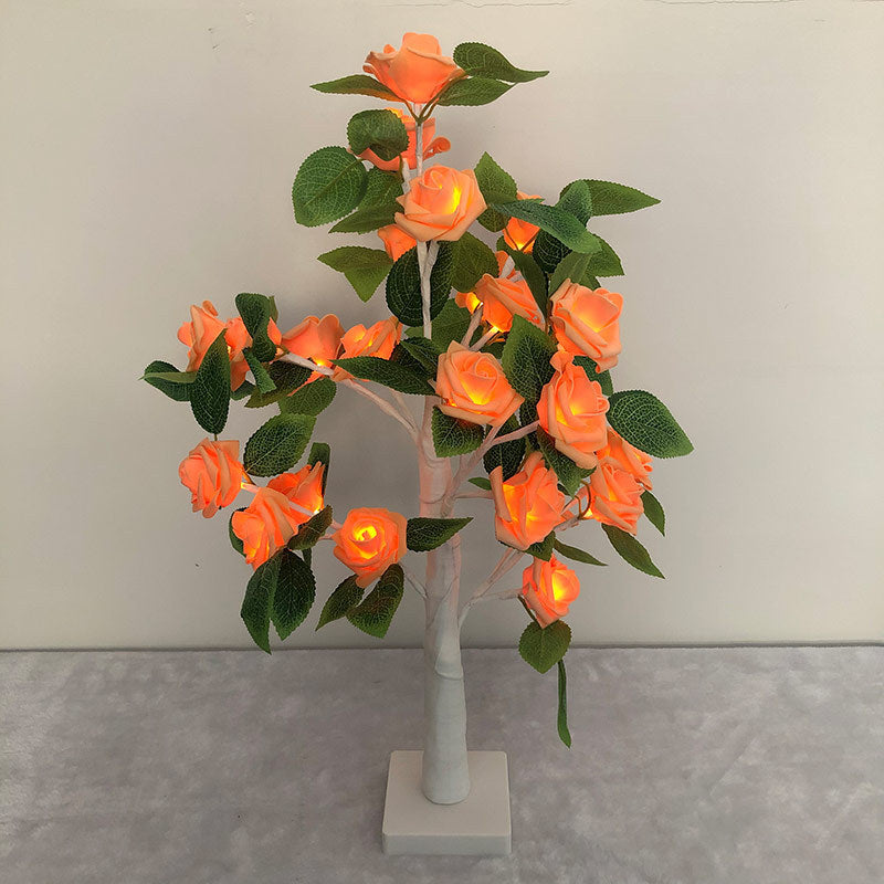 Rose Led Flower Tree Lamp Orange