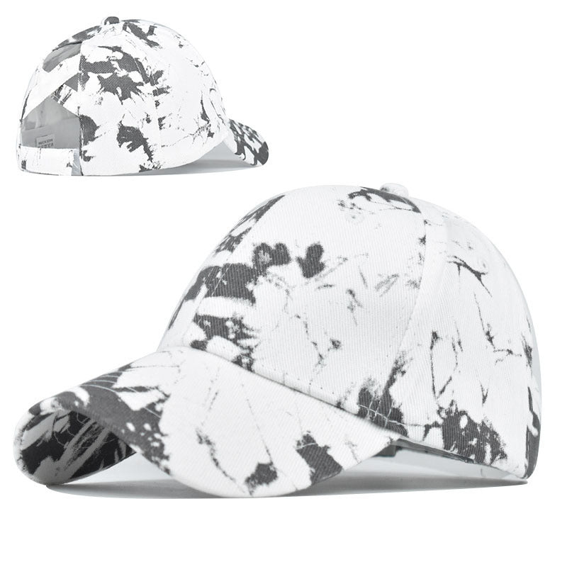 Tie-Dye Hats, Pure Cotton, European And American Women'S Empty Top Hats, Sun Visors, Cotton Ponytail Caps White