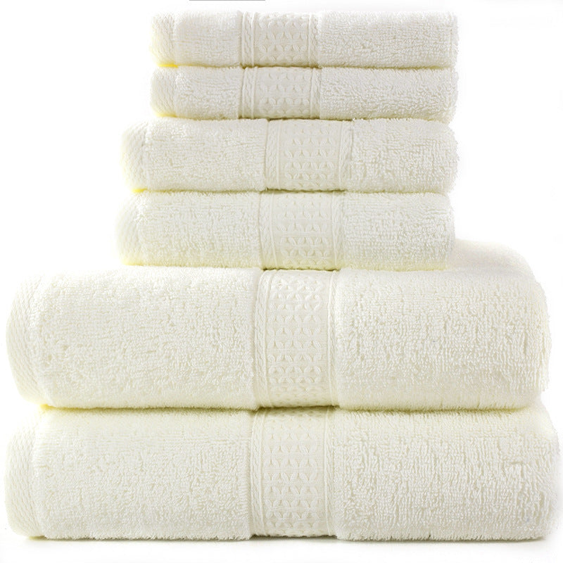 Cotton absorbent towel set of 3 pieces and 6 pieces Beige Q6pcs