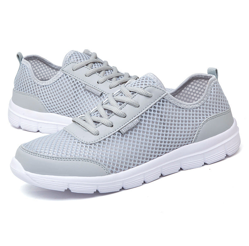 Cross-Border Large Size Fly Woven Sneakers Men'S Shoes Light Grey