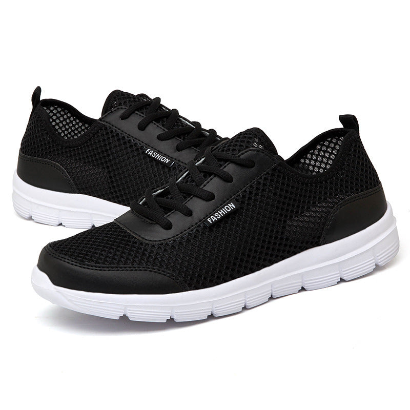 Cross-Border Large Size Fly Woven Sneakers Men'S Shoes Black