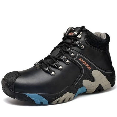Men'S High-Top Non-Slip And Wear-Resistant Outdoor Hiking Shoes Black