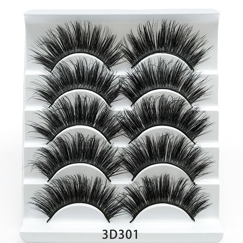Mink False Eyelashes 3D False Eyelashes Five Pairs Of Soft Cotton Stalk Eyelashes 3D301