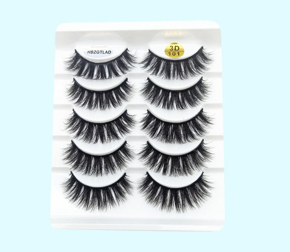 Mink False Eyelashes 3D False Eyelashes Five Pairs Of Soft Cotton Stalk Eyelashes 3D101
