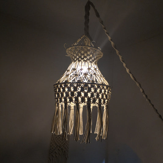 Hand Woven Lampshade Lantern Chandelier Moroccan Bedroom Decorative Lamp Ethnic Style Shooting Props