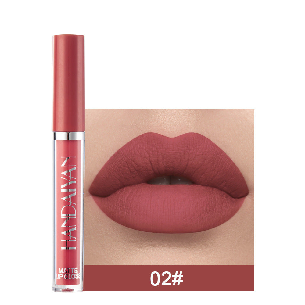 Handaiyan Matte Lip Glaze Liquid Lipstick Mini Tube Lip Gloss Waterproof Non Stick Cup Lip Gloss Genuine 2style