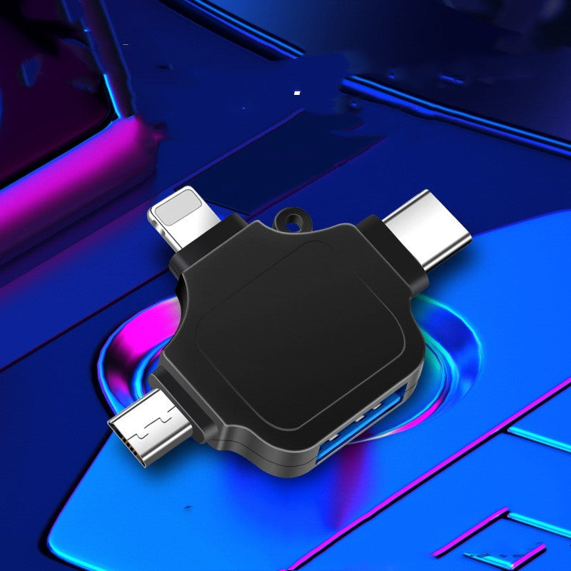 Suitable for Apple type-c Android three-in-one otg adapter connector U disk USB converter wholesale Black