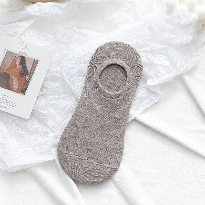 Socks Men And Women Solid Color Boat Socks Spring Invisible Socks Socks Socks Net Red Men'S Socks Female khaki 1PCS