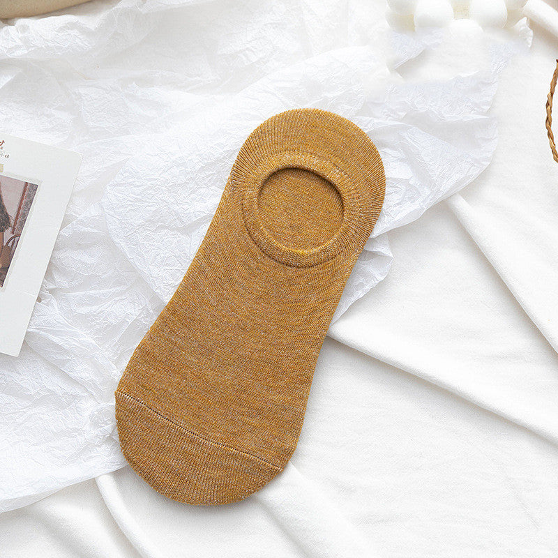 Socks Men And Women Solid Color Boat Socks Spring Invisible Socks Socks Socks Net Red Men'S Socks Female turmeric 1PCS
