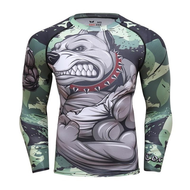 Mens Tracksuit Set D Animal Compression T-Shirt Pants Skin H