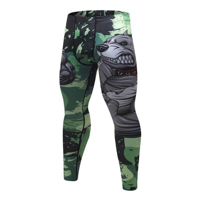 Mens Tracksuit Set D Animal Compression T-Shirt Pants Skin J