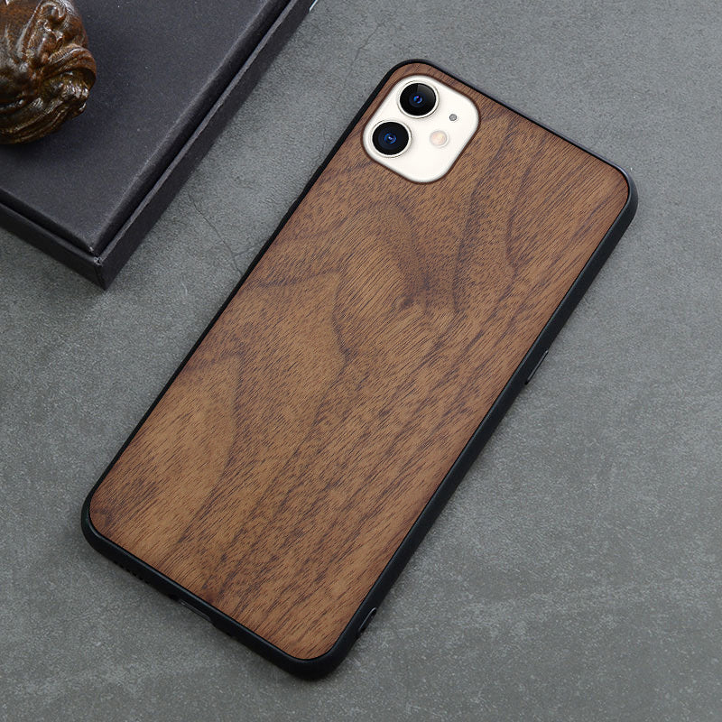 New Product Max Wooden Mobile Phone Case Retro Apple 12mini Anti-fall Protective Cover Creative Application Walnut