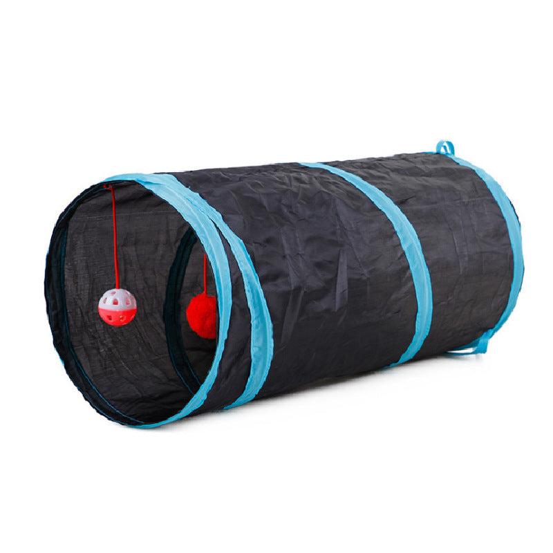 Pet Puzzle Cat Toy Collapsible Cat Tunnel Ringing Paper Cat Passage Black