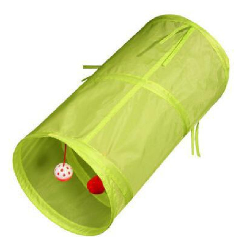 Pet Puzzle Cat Toy Collapsible Cat Tunnel Ringing Paper Cat Passage Green
