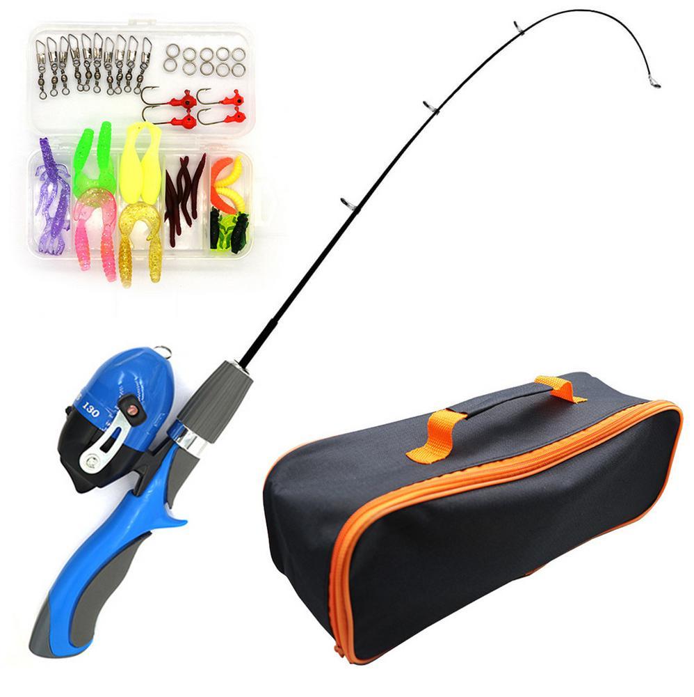 Set Gun Handle Telescopic Lure Rod Fishing Rod Fishing Gear Blue Four piece set
