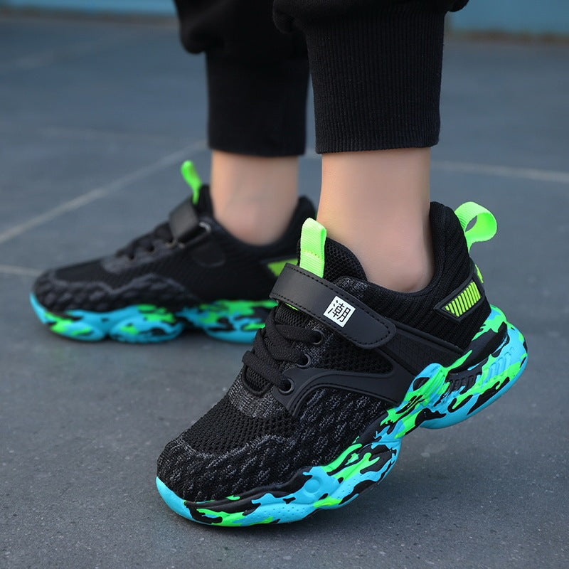 Spring And Summer Mesh Children's Sports Shoes Non-slip Boys Shoes Green