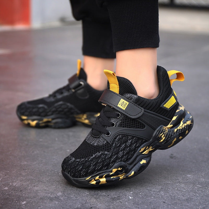 Spring And Summer Mesh Children's Sports Shoes Non-slip Boys Shoes Yellow