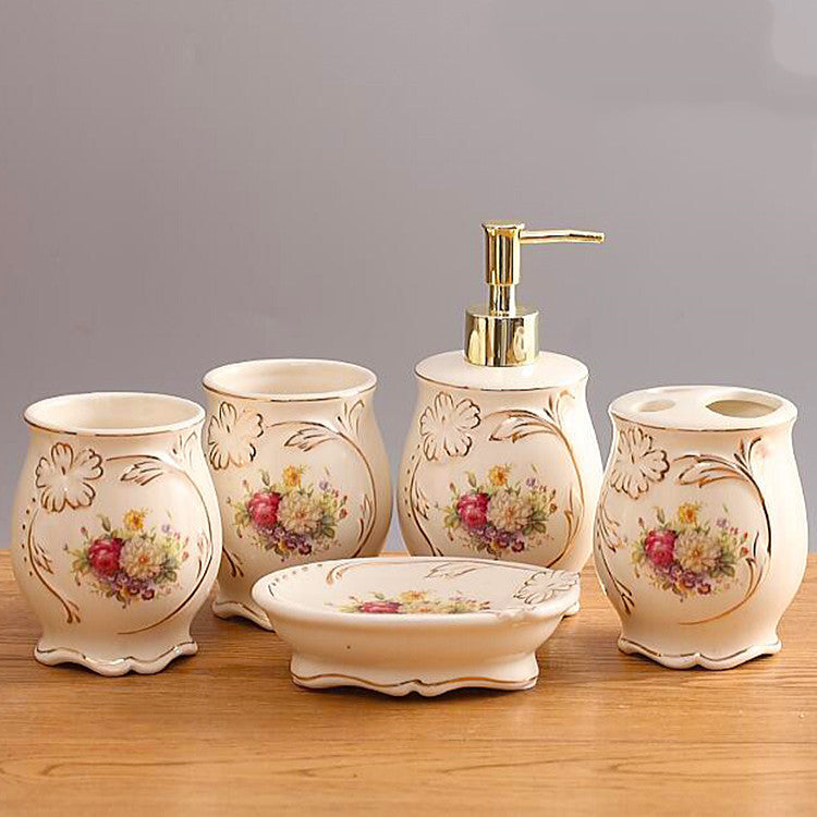 Ceramic Bathroom Kit Five Piece European Bathroom Set D