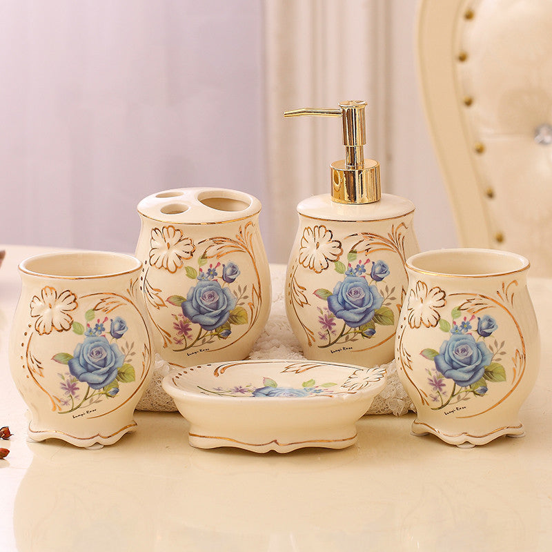 Ceramic Bathroom Kit Five Piece European Bathroom Set B