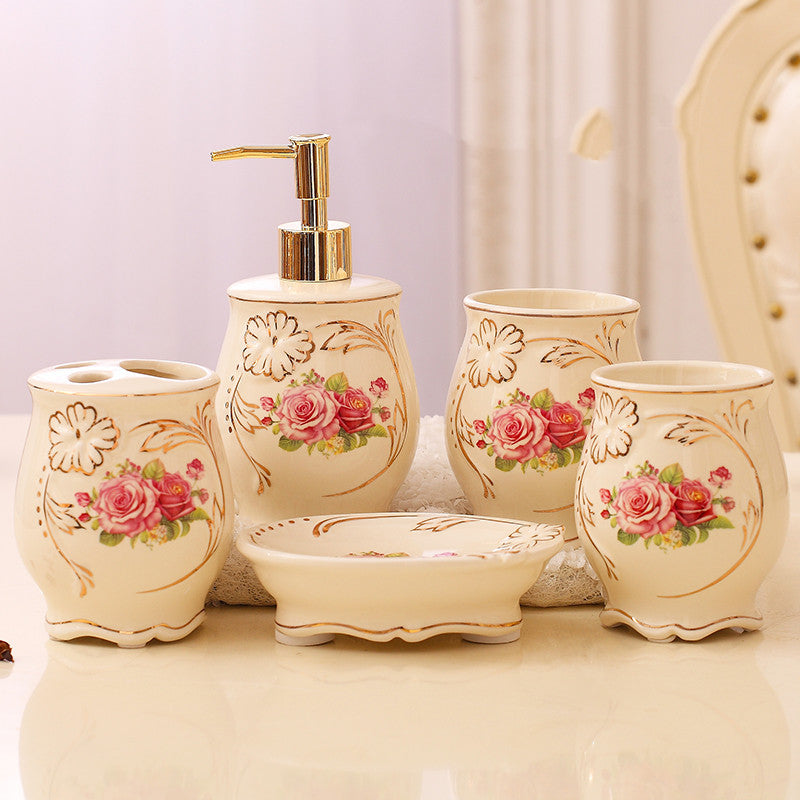 Ceramic Bathroom Kit Five Piece European Bathroom Set C