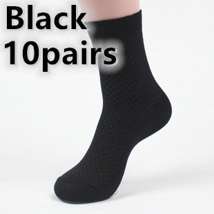 Socks men's new bamboo fiber men's socks Black 10pairs