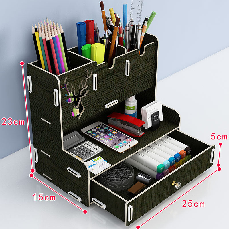 Ayane Creative Pen Pencil Holder Receiving Box Desktop Learning Penholder Office Desk Organizer Storage Rack Supplies Wood