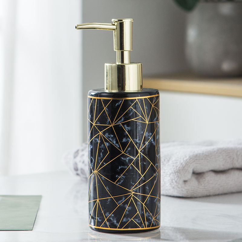 Marble Ceramic Lotion Shampoo Bottle Bathroom Accessories Black