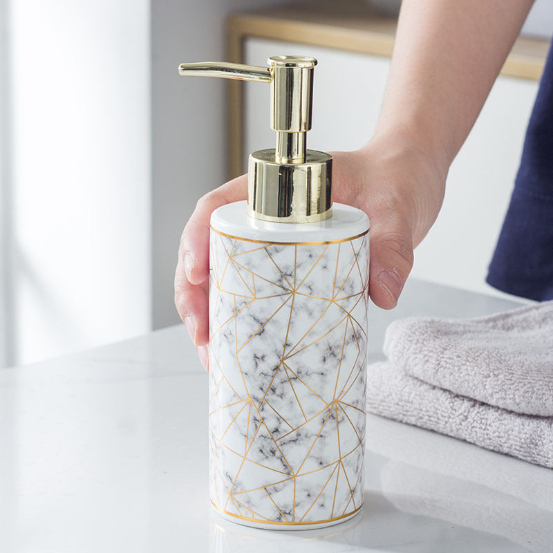 Marble Ceramic Lotion Shampoo Bottle Bathroom Accessories White