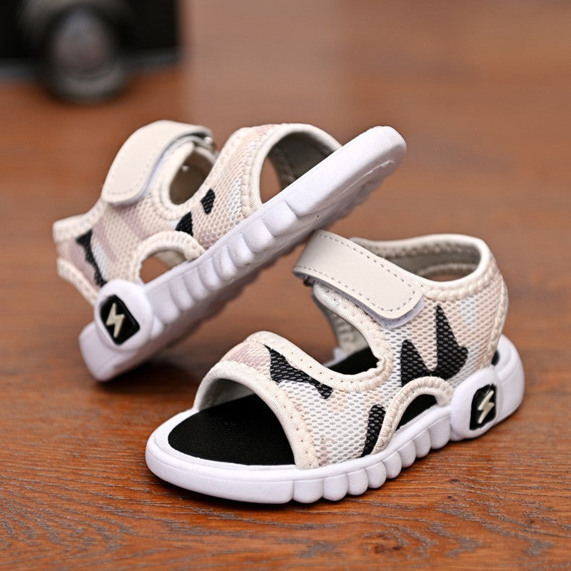 Summer Children's Shoes Fashion Lightweight Soft Flat Boy Sandals Beige