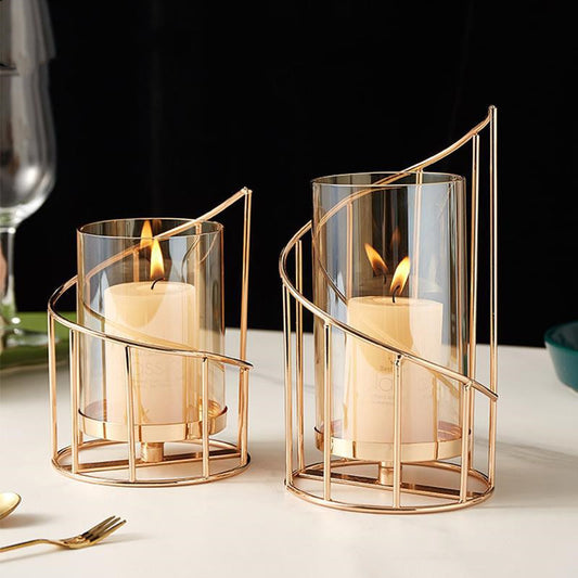 Nordic Romantic Candle Holder Ornaments Wrought Iron Candle Decoration Vase Ornaments 1A
