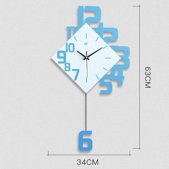Personalized Digital Clock Fashion Wall Clock Wooden Creative Decorative Wall Watch Blue