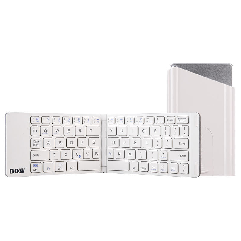 New Style Folding Bluetooth Keyboard And Mouse Set Wireless Mute Portable Keyboard For Business And Travel Elegant white USB