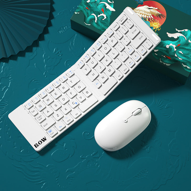 New Style Folding Bluetooth Keyboard And Mouse Set Wireless Mute Portable Keyboard For Business And Travel Elegant white keyboard and mou USB