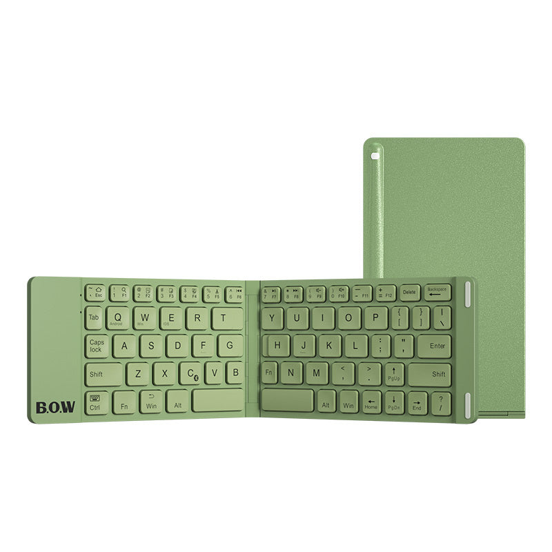 New Style Folding Bluetooth Keyboard And Mouse Set Wireless Mute Portable Keyboard For Business And Travel Retro Green USB