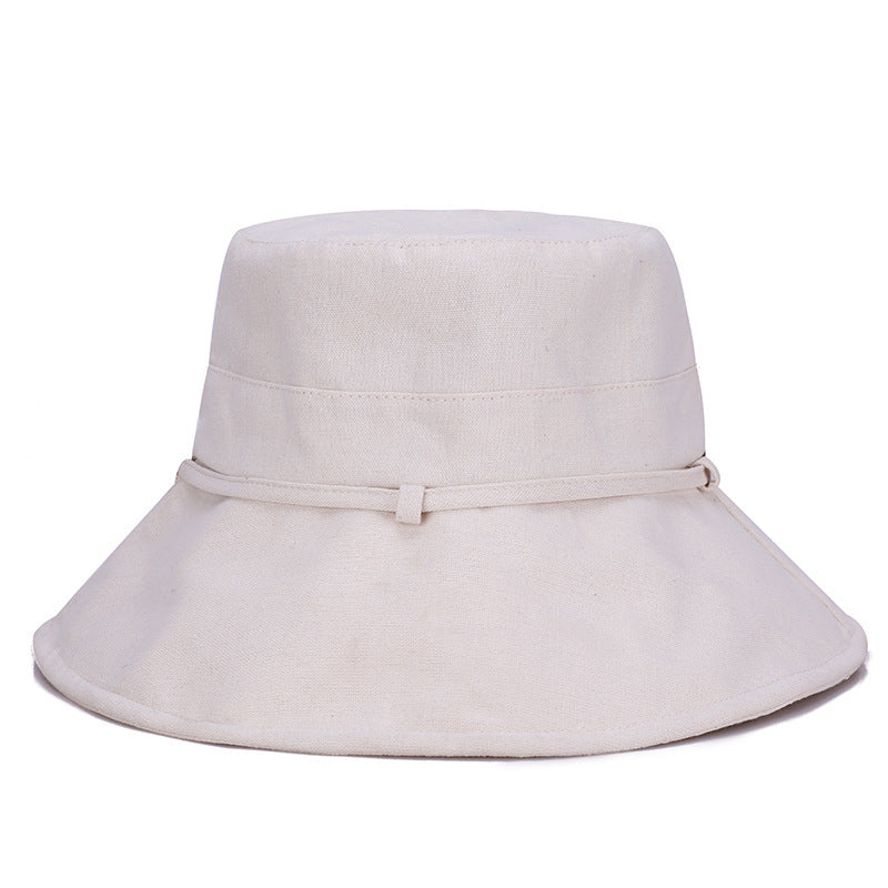Women's summer solid color fisherman hat Beige One size
