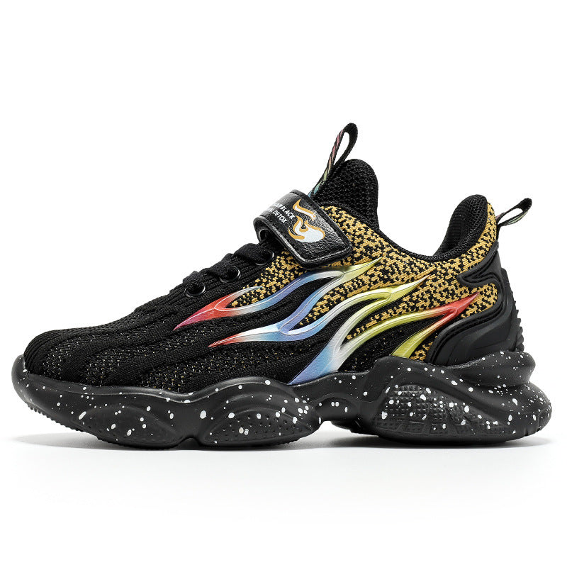 Boys sneakers fashion mesh old sneakers Black gold