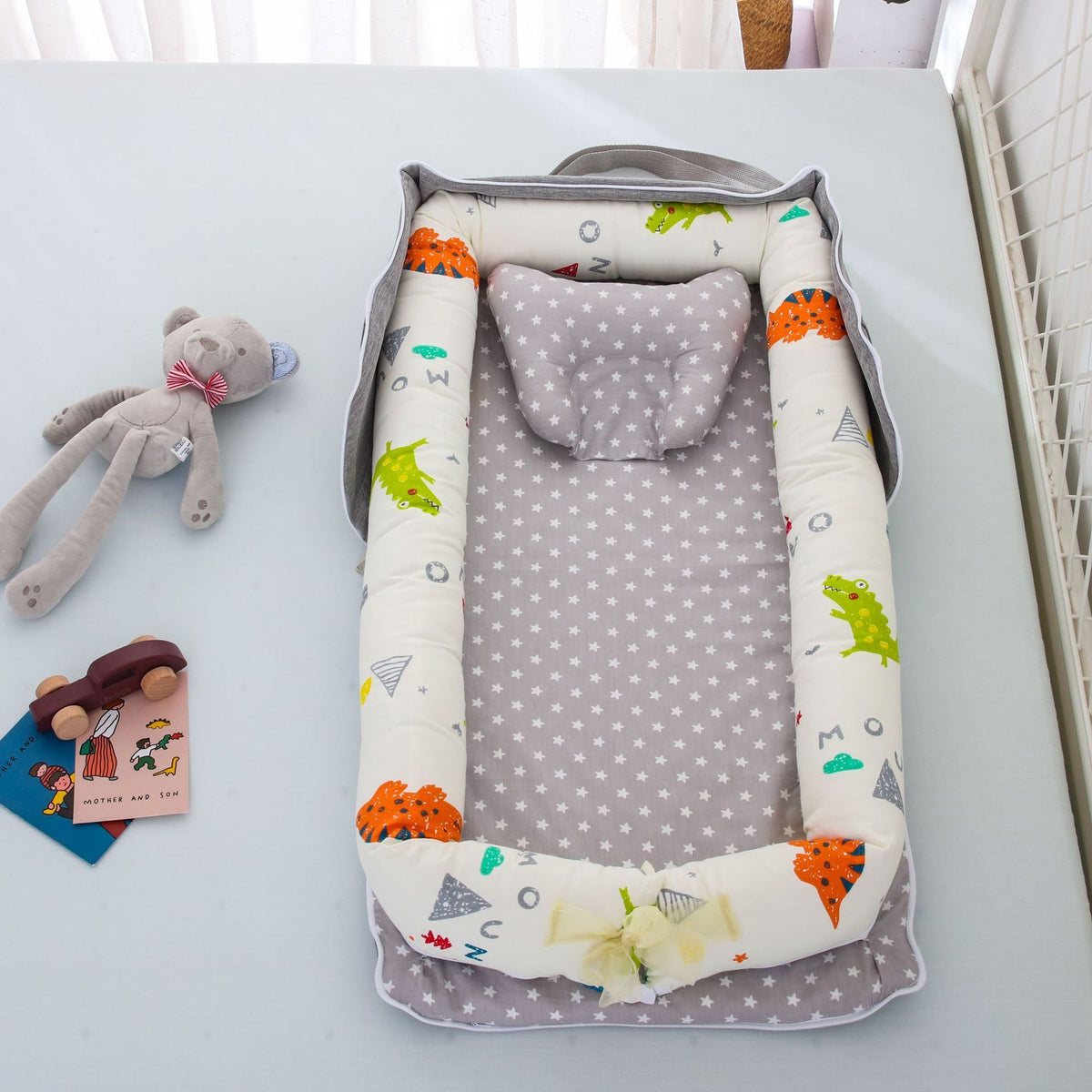 Cotton Portable Foldable Baby Bed Dinosaur