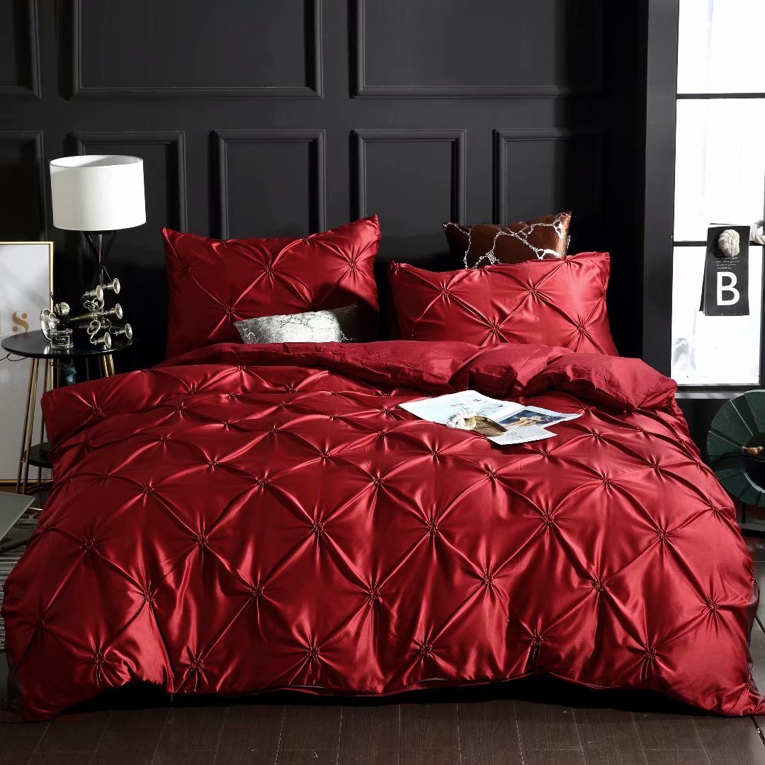 3 sets of double imitation silk Wine red