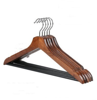 Retro solid wood hanger wooden clothing hanger Retro flat head 5pcs