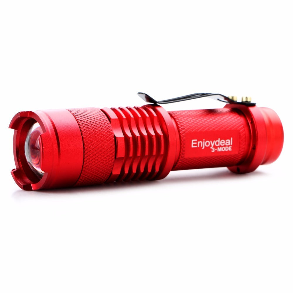 5 Colors Mini LED Flashlight Q5 2000lm Waterproof LED Laterna 1 Modes Zoomable PortableTorch Penlight AA 14500 Red