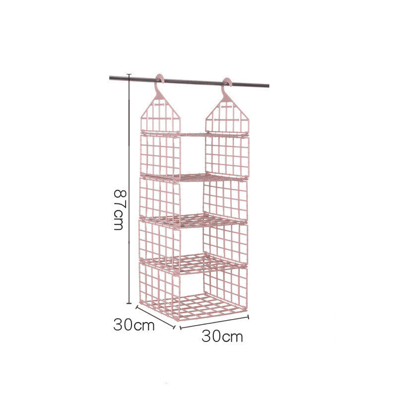 Foldable Space-saving Combination Hanging Clothes Storage Rack Pink 2 Style